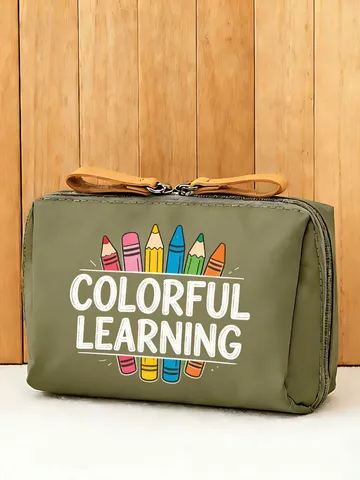 Koreanisch Minimalistisch Polyester Kosmetiktasche Tragbar Mehrere Fächer Kulturbeutel Bedruckt Aufbewahrungstasche Leder Reißverschlusslasche Damen