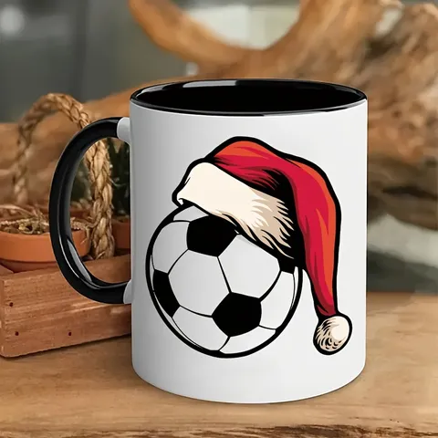 Knochenporzellan Fußball Weihnachtsmütze Kaffeebecher Hitzebeständige Keramik Teetasse Mit Geschenkbox Für Damen Herren Festlich