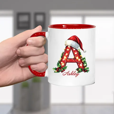 Weihnachten Anfangsbuchstabe Knochenporzellan Becher Alphabet Kaffee Tee Tasse Festliches Trinkgeschirr Geschenk Für Zuhause Büro