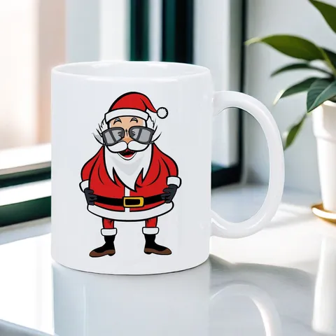 Modern Weiß Knochenporzellan Weihnachtsmann Keramik Kaffeobecher Hitzebeständig Sublimationsdruck Trinkbecher Büro Tasse Geschenk