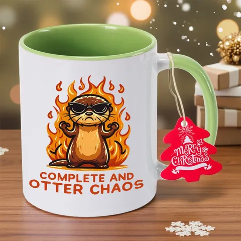 Tasse Graphique en Céramique Porcelaine Cendre Os Loutre Flamme Avec Poignée Résistant Hautes Températures Cadeau Festif Tasse Café Thé Bureau Maison