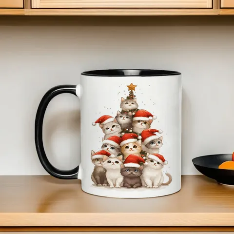 Süße Weihnachten Katze Knochenporzellan Becher Festliche Weihnachtsmann Baum Muster Kaffeetasse Hitzebeständige Keramik Tee Milch Wasserbecher Mit Griff Geschenkbox