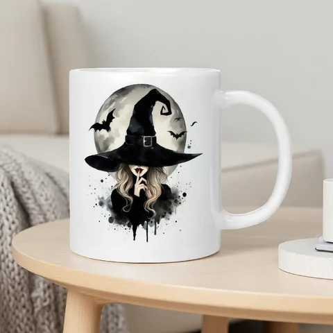 Gothic Hexe Nacht Knochenporzellan Becher Halloween Vollmond Fledermaus Kaffeetasse Festival Party Geschenk