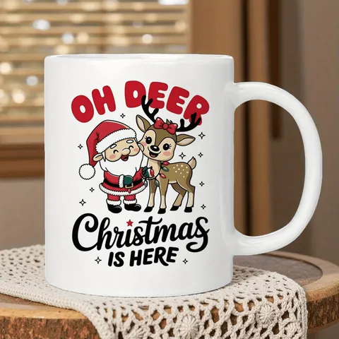 Christmas Bone China Coffee Mug Santa Claus Elk Pattern Printed Heat Resistant Ceramic Water Cup Holiday Gift Table Decoration