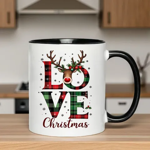 Weihnachten Knochenporzellan Kaffeetasse Rot Grün Karo Buchstabe Rentier Muster Festliche Milch Tee Becher Haushalt Urlaub Tischdeko Geschenk