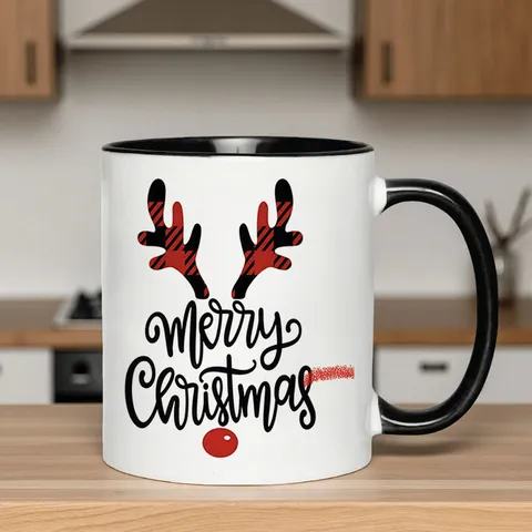 Weihnachten Keramikbecher Kariert Geweih Bedruckt Feiertag Desktop Deko Kaffee Tee Tasse Knochenporzellan Milchbecher Xmas Party Geschenk Geschenkbox