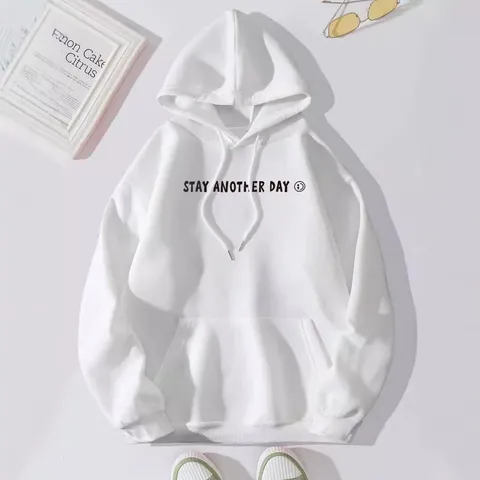 Women Fleece Lined Hoodie Winter Casual Long Sleeve Drawstring Kangaroo Pocket Letter Print Minimalist Pullover Sweatshirt