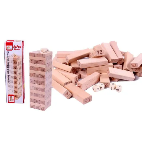 Torre Inclinata Digitale in Legno Blocchi Impilabili Giocattolo Educativo Blocco Numerico in Legno di Faggio Gioco da Tavolo Per Bambini