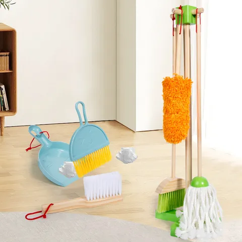Kinder Reinigung Spielzeug Set Holzgriff Besen Moop Kehrschaufel Rollenspiel Haushalt Spielzeug Geschenk