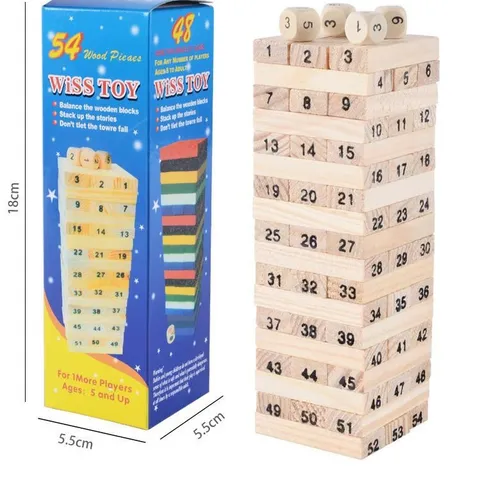 Kids Educational Wooden Jenga Stacking Blocks Toy Domino Building Blocks Tabletop Game For Toddlers
