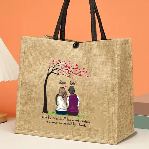 Retro Jute Tote Bag Eco Friendly Burlap Shopping Bag Large Capacity Top Handle Purse For Women Casual Daily Travel Handbag