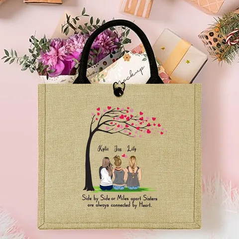 Retro Jute Tote Bag Eco Friendly Burlap Shopping Bag Large Capacity Top Handle Purse For Women Casual Daily Travel Handbag