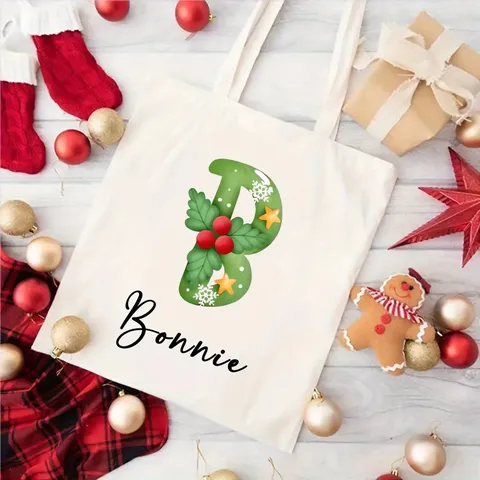 Vintage Canvas Tote Bag Floral Buchstabe Grafik Offen Shopping Handtasche Festlich Casual Schultertasche Für Weihnachten Universal