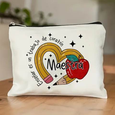 Women Urban Minimalist Polyester Makeup Bag Valentine Teacher Gift Print Heart Design Toiletry Storage Organizer Zipper Pouch