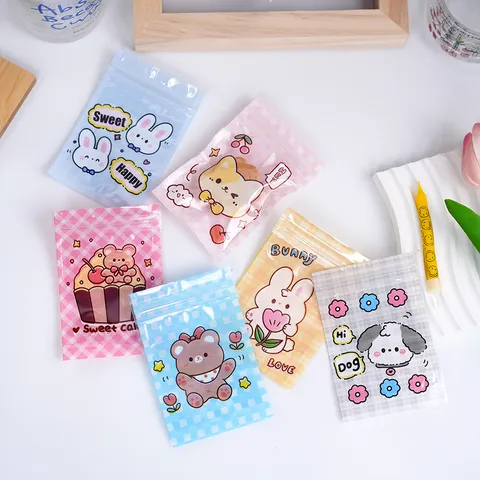 Borsa di Stoccaggio in Plastica Con Cerniera Cartone Animato Carino Custodia per Imballaggio Sigillabile Piccoli Snack