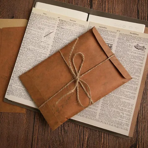 Enveloppe en Papier Kraft Vintage Vierge Couleur Unie Pochette Distressed Pour Lettre Carte Postale Bureau École Fournitures Brun