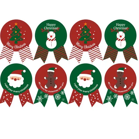 Christmas Cartoon Santa Claus Snowman Sealing Stickers Festive Holiday Cookie Bag Cake Box Packing Decorative Label PVC Adhesive Gift Decoration Stickers