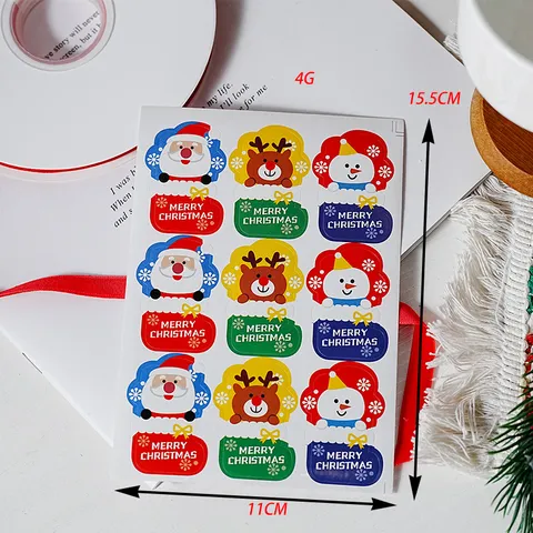 Pegatinas de Sellado de Regalos con Forma de Bota de Navidad Papá Noel Muñeco de Nieve Reno Etiquetas Autoadhesivas Decorativas para Paquetes de Horneado de Vacaciones