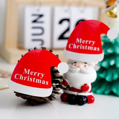 Merry Christmas Autocollants Bonnet Père Noël Pelliculés Imperméables Étiquettes Scellage Emballage Cadeau Pour Sac Bonbons Autocollants Décoratifs Noël