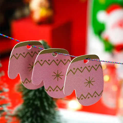Vintage Christmas Gift Tags Cartoon Snowman Mitten Cardstock Hanging Ornaments Cute Xmas Tree Decor Holiday Present Wrapping Label Message Cards For Festival Blessing Decoration