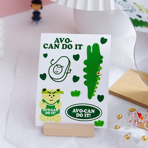 Cute Cartoon Avocado Bear Cherry Self-Adhesive Sticker Pack For Laptop Journal Scrapbook DIY Decorative Material Journaling Planner Stationery Stickers