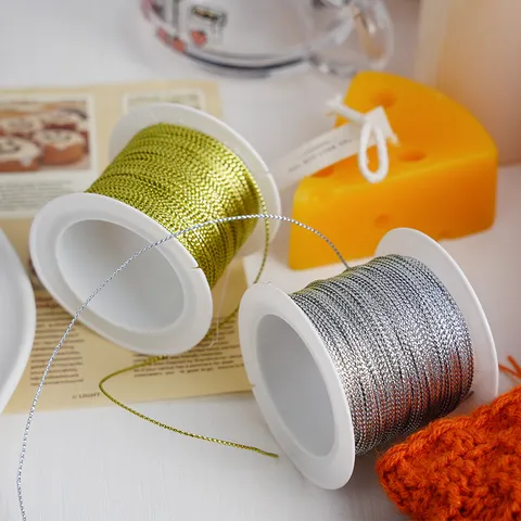 Polyester Metallglanz Faden Kordeln Glänzendes Gold Silber Lametta Seil Für DIY Handwerk Anhänger Band Geschenk Verpackung Bastelzubehör