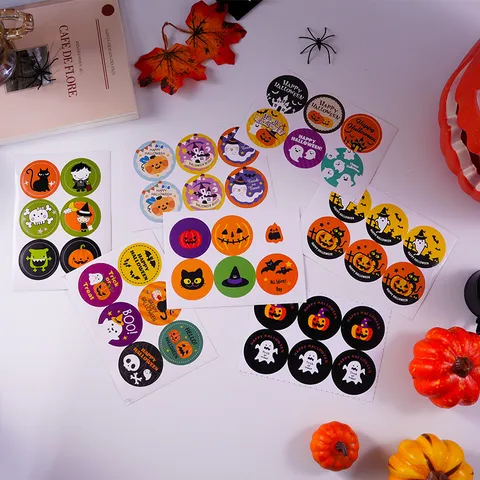 Adesivi Rotondi di Halloween Cartone Animato Zucca Fantasma Sigillo Etichette Per Scatola Regalo Borsa Decorazione Festiva
