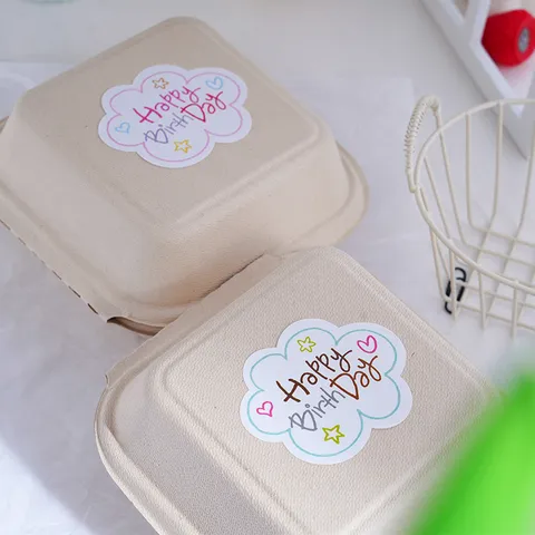 Pegatinas Adhesivas de Forma de Nube Happy Birthday Lindo Dibujado a Mano Estrella Corazón Etiquetas de Sellado para Caja de Regalo Decoración DIY
