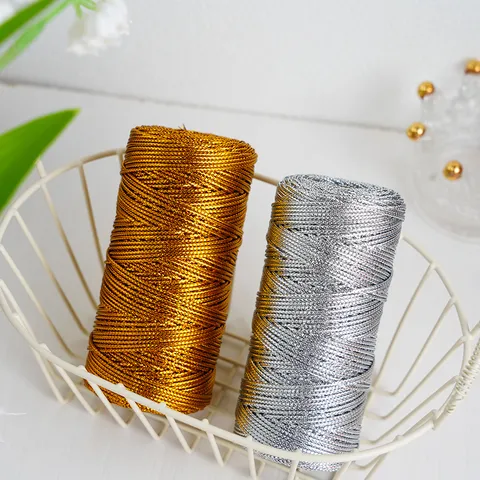 Metallic Hollow Packaging Cord For Craft Label Tags Braided Polyester Binding Rope Gift Wrapping Twine Home Decor