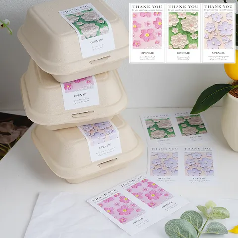 Adesivi Thank You Rettangolari Floreali Stile Ins Etichette Autoadesive Per Decorazione Confezione Regalo