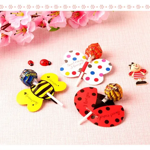 Simpatici Biglietti di Carta Decorativi per Lecca-Lecca Con Animali Cartoni Animati per la Giornata dei Bambini Fai da Te