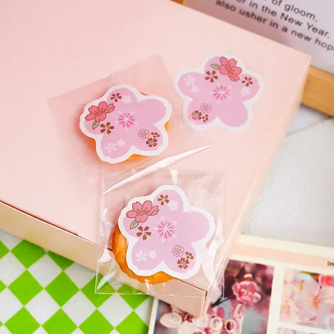 Roze Kersenbloesem Cadeau Afdichting Stickers Leuke Bloem Patroon Decoratieve Etiketten Voor Bakken Verpakking Scrapbooking Ambachtelijke Zegels