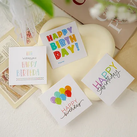 Happy Birthday Mini Message Cards Carta Kraft Regalo Messaggio Carta Per Torta Fiore Decorazione Festa Auguri Tag