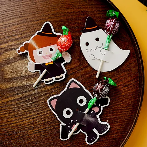 Cartoline di Carta Decorative per Supporto Lecca-lecca di Halloween Bambini Carino Cartone Animato Zucca Fantasma per Festa