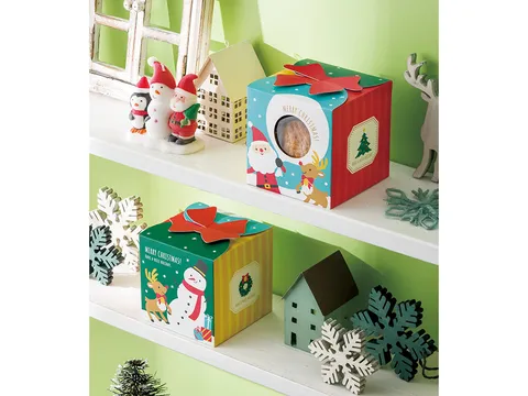 Caja de Embalaje de Manzana de Navidad Caja de Regalo con Lazo 3D Caja de Papel para Caramelos Decoración de Fiesta Navideña