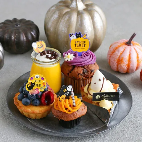 Halloween Pumpkin Ghost Cupcake Toppers Cardboard Cute Printed Cartoon Cake Decoration Picks For Holiday Baking Dessert Party Supplies