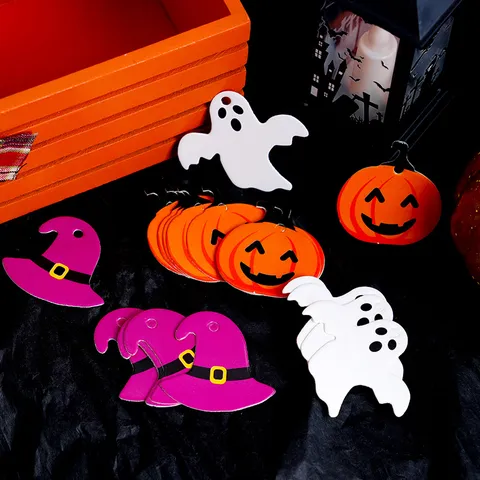 Cartellini Appesi di Halloween Zucca Fantasma Ragno in Cartone Stampa a Colori Etichetta Regalo Fai da Te Decorazione Segnalibri