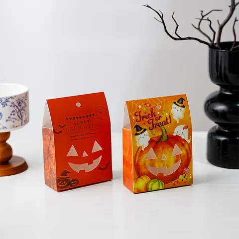 Halloween Kürbis Süßigkeiten Geschenk Papier Box Karikatur Geist Leckerbissen Keksdose Ausschnitt Handheld Backen Verpackung Fall Für Festliche Party