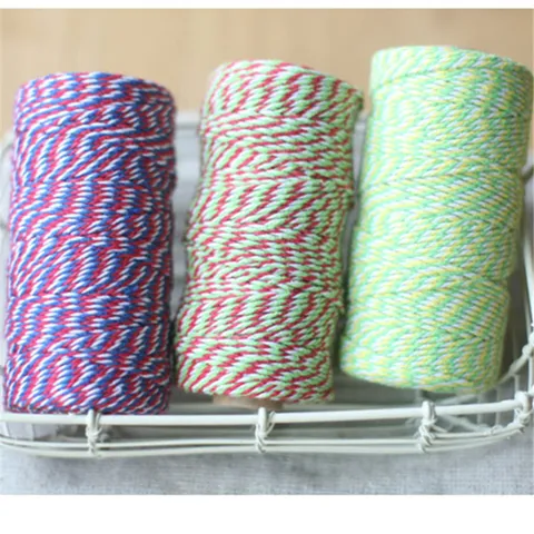 Polyester Multicolor Color Block Stripes Wrapping Cord Machine Woven Three-Color Interwoven Gift Packaging Decorative Cord For Home Bakery Everyday Unisex Organiser Supplies