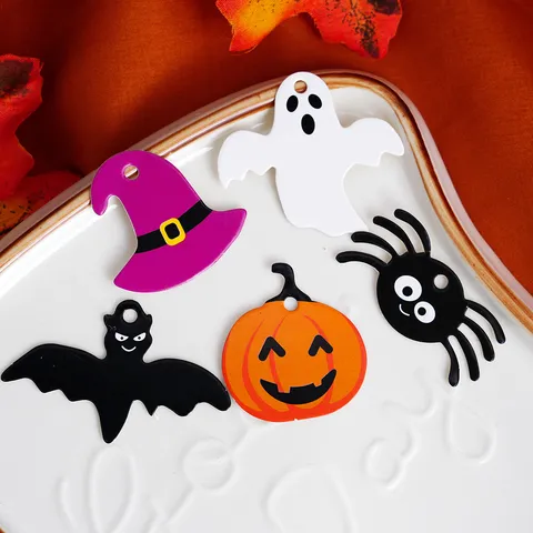 Cartellini Appesi di Halloween Zucca Fantasma Ragno in Cartone Stampa a Colori Etichetta Regalo Fai da Te Decorazione Segnalibri