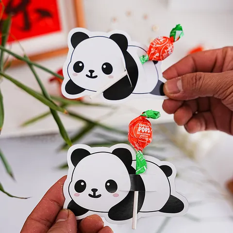 Cartoline da Inserimento per Lecca-Lecca Panda Cartoncino Decorazioni per Caramelle Festa di Compleanno Bambini