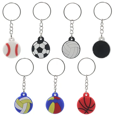 Sport Thema Ball Schlüsselanhänger PVC Metall Basketball Fußball Volleyball Baseball Tasche Anhänger Rucksack Mäppchen Dekoration Anhänger