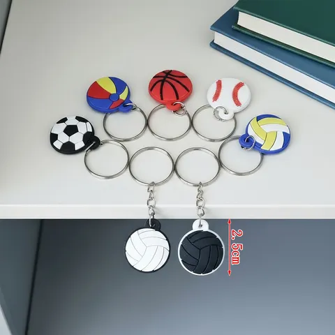Sport Thema Ball Schlüsselanhänger PVC Metall Basketball Fußball Volleyball Baseball Tasche Anhänger Rucksack Mäppchen Dekoration Anhänger