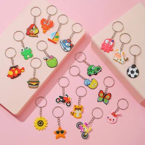 Süße Cartoon Tier PVC Epoxidharz Schlüsselanhänger Bunte Tasche Anhänger Auto Schlüsselanhänger Für Party Mitbringsel Schlüsselring