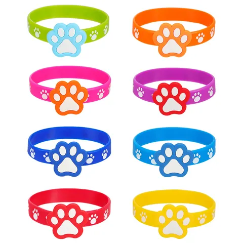 Süß Cartoon Katze Hund Pfotenabdruck Silikon PVC Armband Für Kinder Relief Tier Pfote Dekoratives Armband Party Geschenk Schmuck