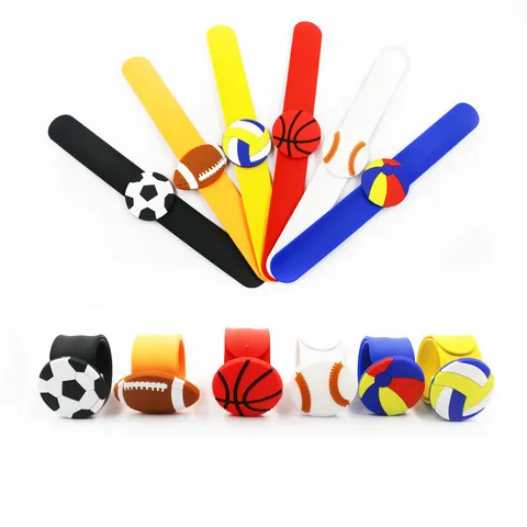 Bracelets Claque en Silicone Ballon de Sport pour Enfants Football Basketball Volleyball Bracelet Souple Fête Jouet Cadeau