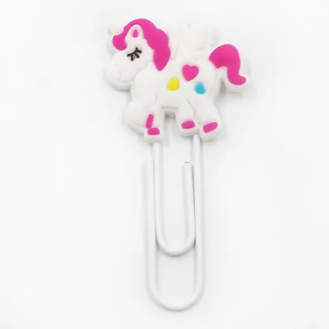 Süß Cartoon Einhorn PVC Metall Büroklammern Große Lesezeichen Büro Schreibwaren Zubehör Dokumentenklammer Für Schule