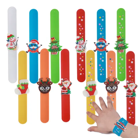 Weihnachten Klatscharmband Süß Karikatur Silikon Armband Weihnachtsmann Elch Schneemann Stern Druck Klatschband Festliche Partyartikel Kinder Geschenk Dekoration Handzubehör