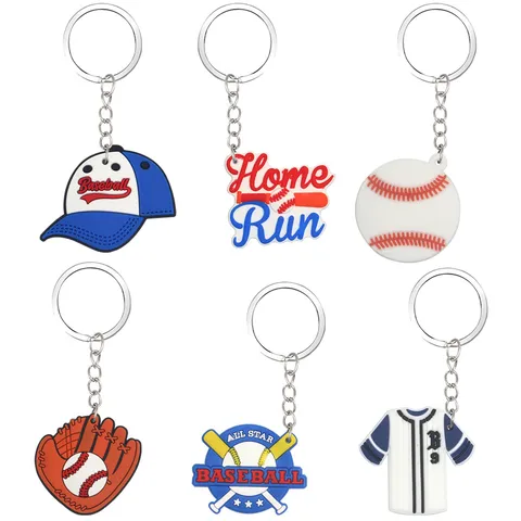 Kreativer Baseball PVC Weichgummi Schlüsselanhänger Sport Thema Schlüsselring Tasche Charme Auto Anhänger Fan Geschenk Für Sport Liebhaber Rucksack Dekoration
