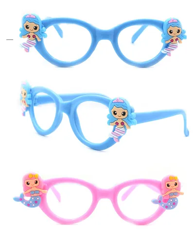 Linda Montura de Gafas de Sirena de Dibujos Animados para Niños Dulce Color de Caramelo Plástico de Juguete Montura de Gafas Sin Lentes Para Niños Fiesta Decoración Accesorios Regalo